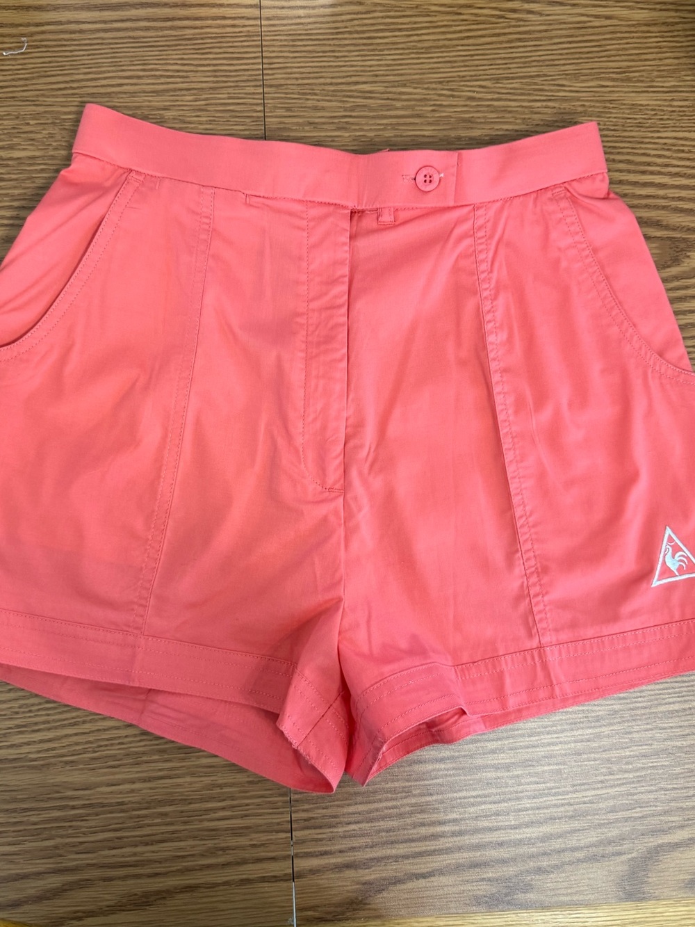 Coral Stretchy Short Shorts! Poly, Cotton & Spandex, Le Coq Sportif